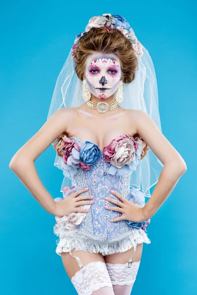 woman with sugar skull makeup