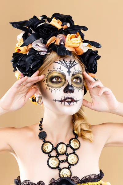 Woman with sugar skull makeup — Stock Photo, Image