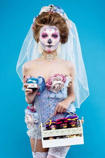 woman with sugar skull makeup