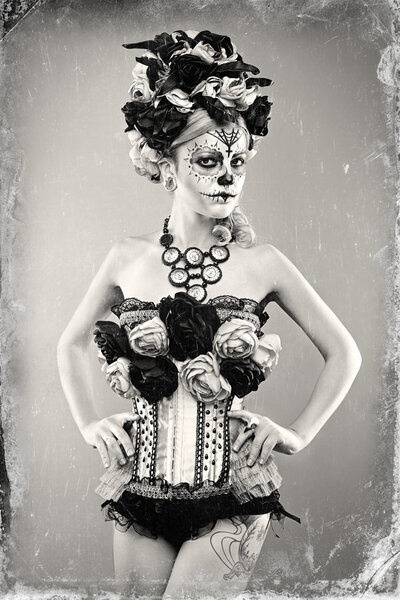 woman with sugar skull makeup