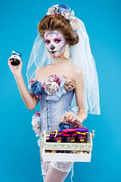 woman with sugar skull makeup