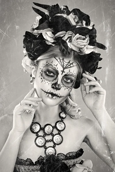 woman with sugar skull makeup