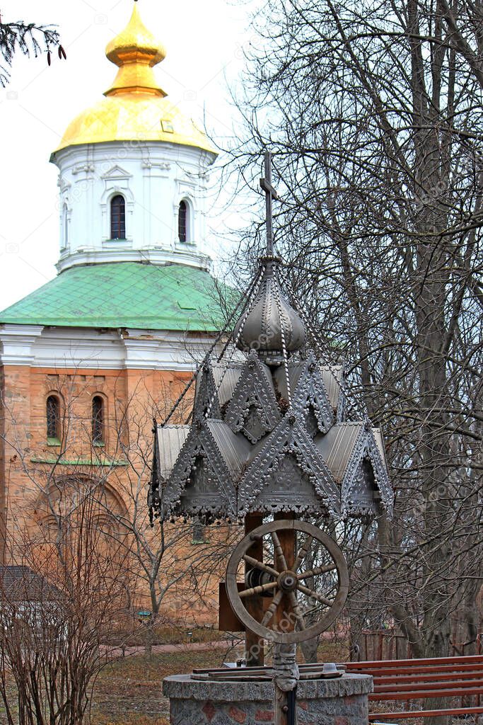  unusual old well on the territory of the Vydubitsky monastery in Kiev