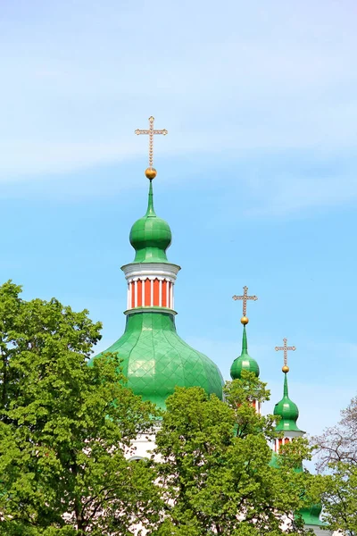 Spire Crosses Kirill Church Kiev Background Spring Sky — Stock Photo, Image