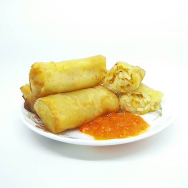 Yalıtılmış tatlı soslu lumpialar. 