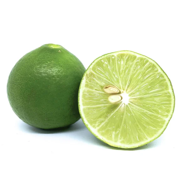 Green Lime Isolated White Background — Stock Photo, Image
