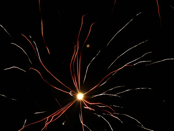 Fireworks One Spark Long Flower Shaped Flames — Stock Photo, Image