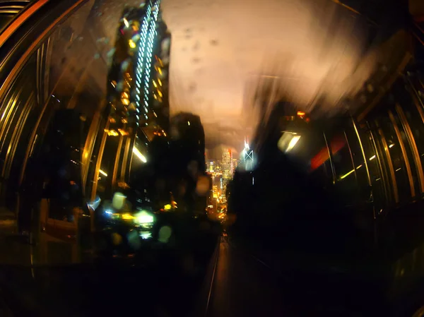 Blurry Background City Night Hongkong Train — Stockfoto
