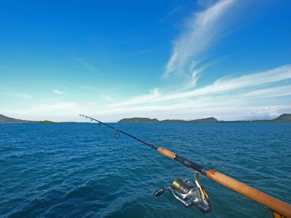 Haste Pesca Carretel Pesca Estão Borda Molhe Navio Borda Mar Fotografias De Stock Royalty-Free