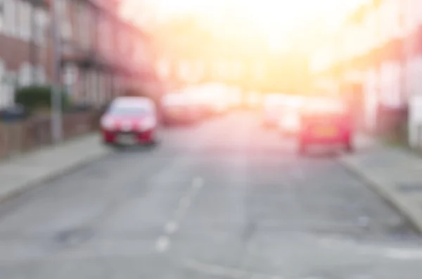 Blurred street background in sunshine Manchester, England. — Stock Photo, Image