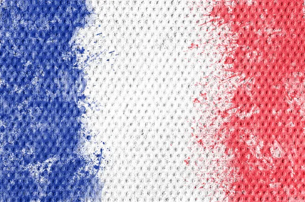Francuska flaga utworzona od kolorów splash włókienniczych tekstura tło, niebieski biały czerwony. — Zdjęcie stockowe