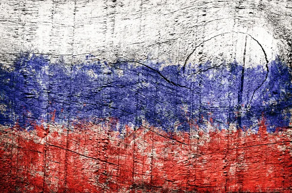 Rosja, Federacja Rosyjska flaga na stare drewniane deski, tekstura tło. — Zdjęcie stockowe