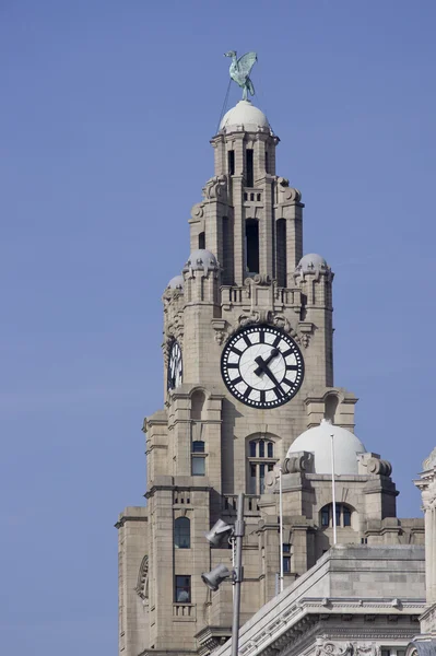 Liverpool, İngiltere - 09/03/2013 Liver building üç Graces biridir. Üç Graces Liverpool Rıhtımlar üzerinde olduğunu ve bir Unesco Dünya Mirası alanı kabul.