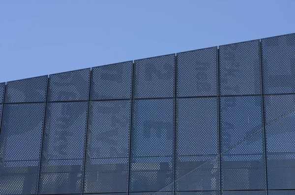 Exterior aluminium fixed louver system as building facade Manchester England