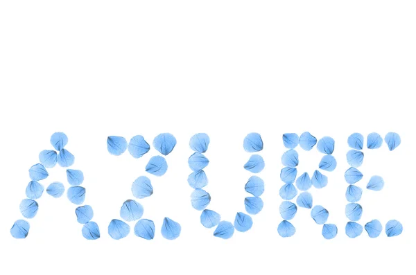 Word AZURE arranged from real dry rose petals. — Stock Photo, Image