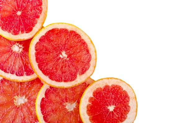 Conjunto de anillos de pomelo frescos aislados sobre fondo blanco . — Foto de Stock