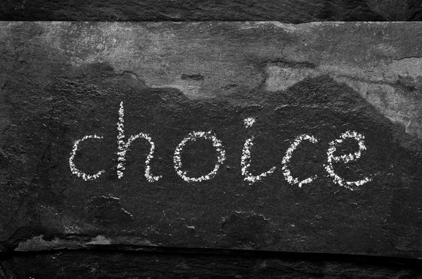 The word CHOICE written with chalk on black stone. — Stock Photo, Image