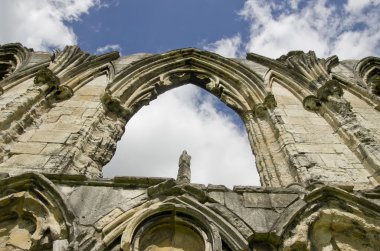 St Marys Abbey harabe, eski görünümü duvar York, İngiltere, Birleşik Krallık'ta