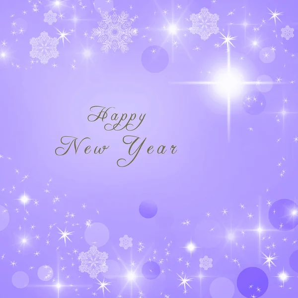 Frohes neues Jahr Text auf lila hell funkelnd Winter Hintergrund geschrieben. Neujahrskarte. — Stockfoto