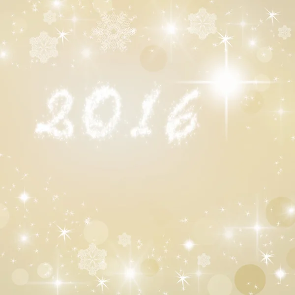 Year 2016 written on gold bright sparkly winter background. New Year card. — Stock Photo, Image