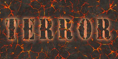 Tehlike kırmızı lav yazılı Word terör.