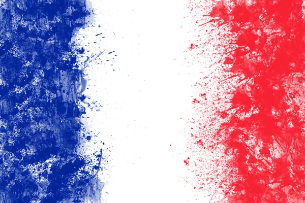 Stworzony z rozchlapać kolory niebieski biały czerwony flaga francuski. — Zdjęcie stockowe