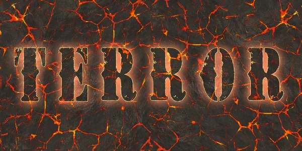 Tehlike kırmızı lav yazılı Word terör.