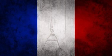 Fransız bayrağının renkleri mavi beyaz kırmızı Paris Eyfel Kulesi.