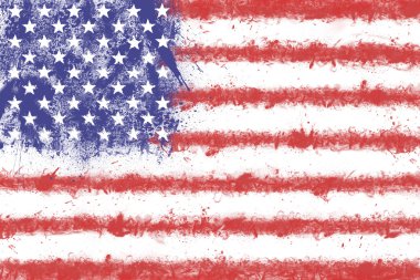 Flag of the United States of America created from splash colors.