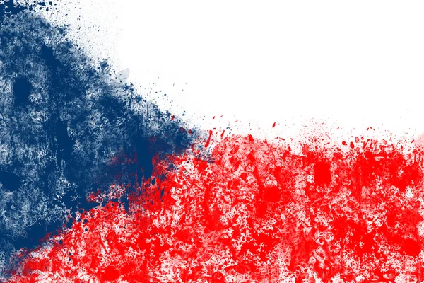 Bandeira da República Checa criada a partir de cores salpicadas azul, branco, vermelho . — Fotografia de Stock