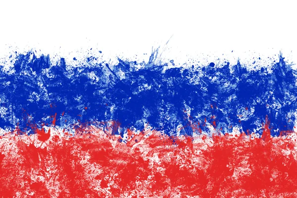 Russian flag created from splash colors white, blue, red.