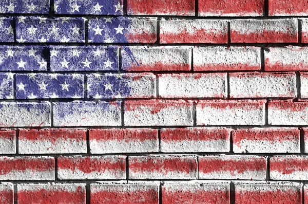 Amerika Birleşik Devletleri bayrağı bir grunge tuğla boyalı