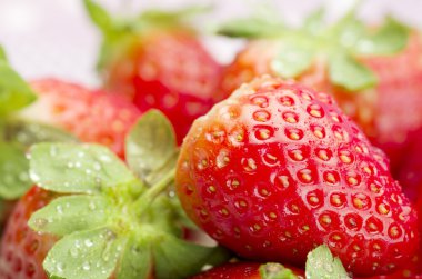 Taze kırmızı olgun çilekler..