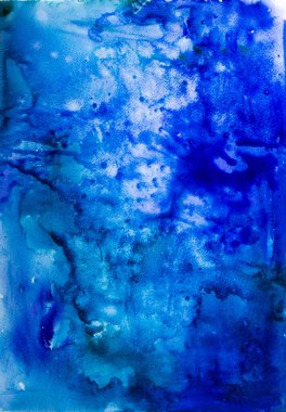 Yapraklı ve boyalı mavi suluboya arkaplan