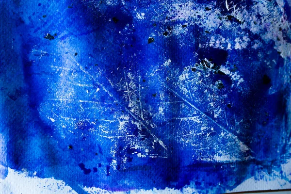 Acuarela Azul Fondo Floral Con Hojas Salpicaduras Pintura — Foto de Stock