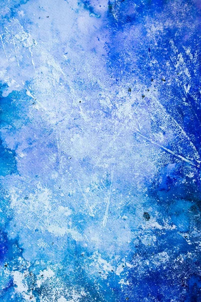 Blauer Aquarell Floraler Hintergrund Mit Blättern Und Farbspritzern Stockbild