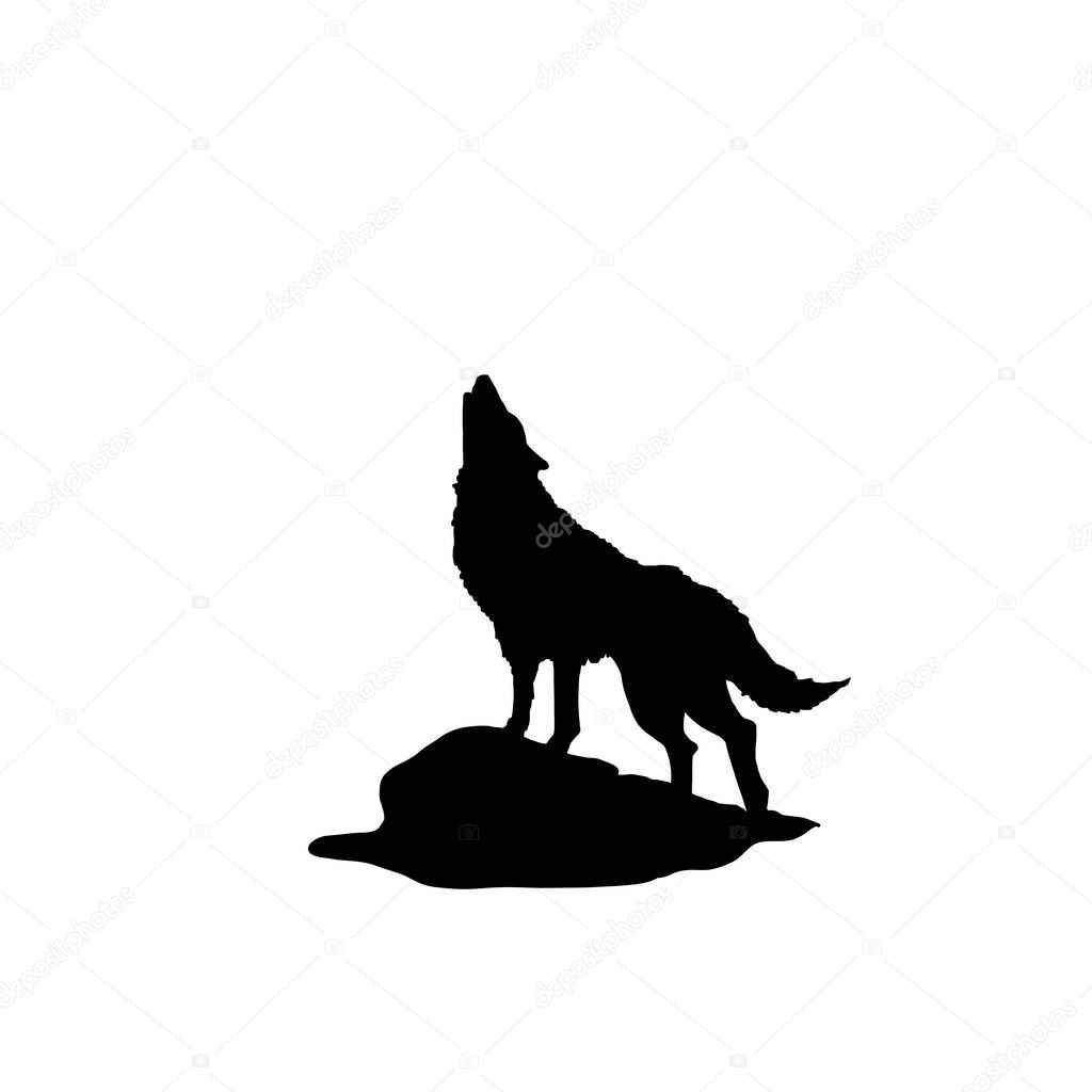 black and white sketch silhouette of a wolf 