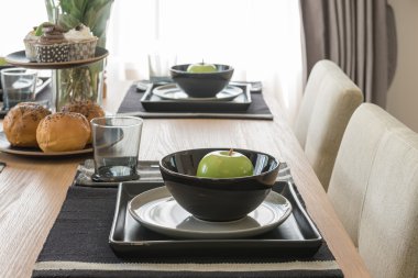 modern yemek odası ahşap yemek tablo ayarlama tablo