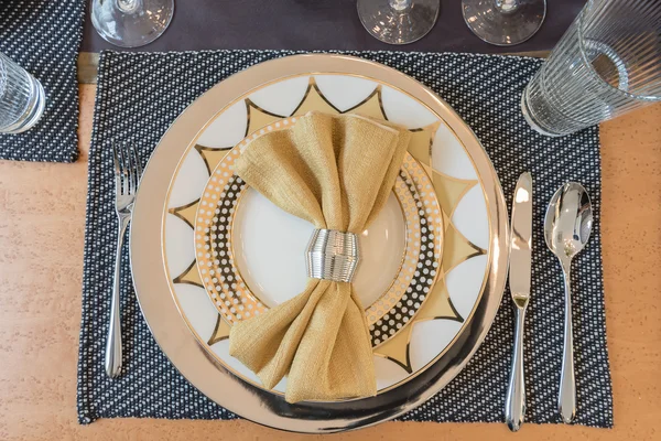 Plato vacío, ajuste de la cena, vista superior — Foto de Stock