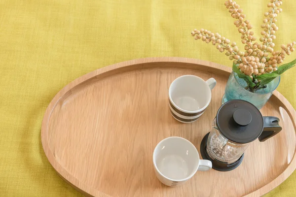 Set of tea on wooden tray — Stock Photo, Image