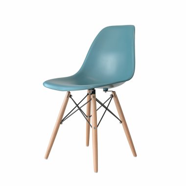 modern yeşil tahta bacak sandalyeler üzerinde beyaz izole 