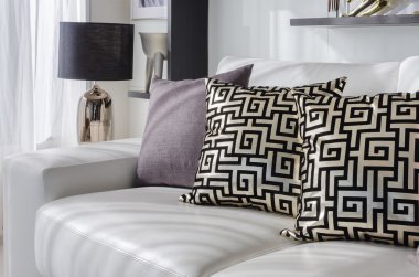 Beyaz kanepe ile lüks oturma odası