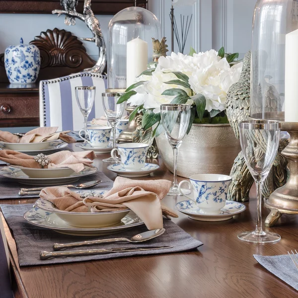 Luxury dinning table set — Stock Photo, Image