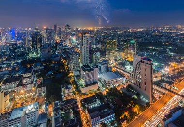 Bangkok cityscape yıldırım ile
