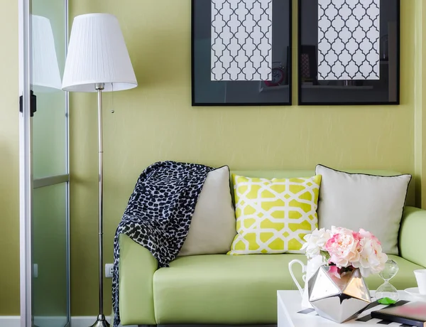 Design moderno soggiorno verde — Foto Stock