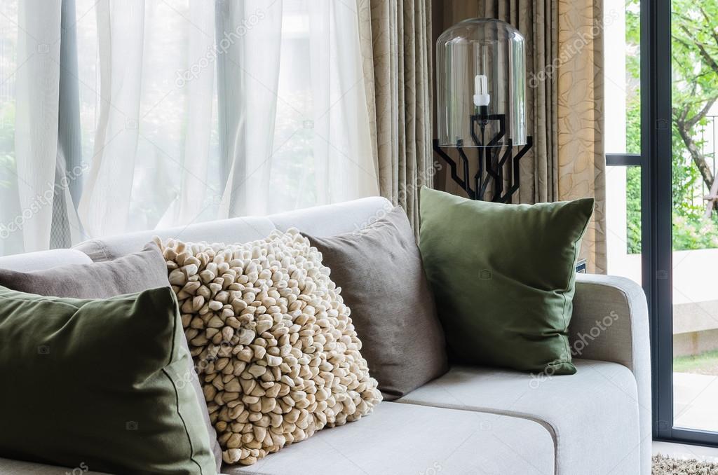 livingroom with white sofa and modern lamp