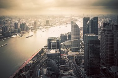 Shanghai cityscape üst görünümden Vintage tarzı