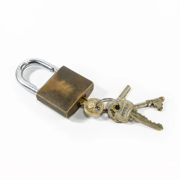 Vecchio lucchetto con chiavi — Foto Stock