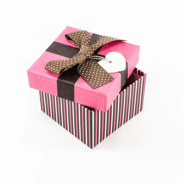 Caixa de presente rosa aberta — Fotografia de Stock