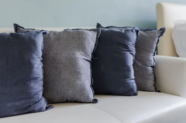 Blue pillows on sofa — Stock Photo, Image